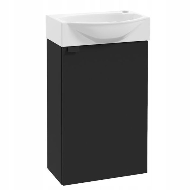 Szafka łazienkowa Wisząca z Umywalką 40 x 22 cm Czarny Mat Metalowy Uchwyt