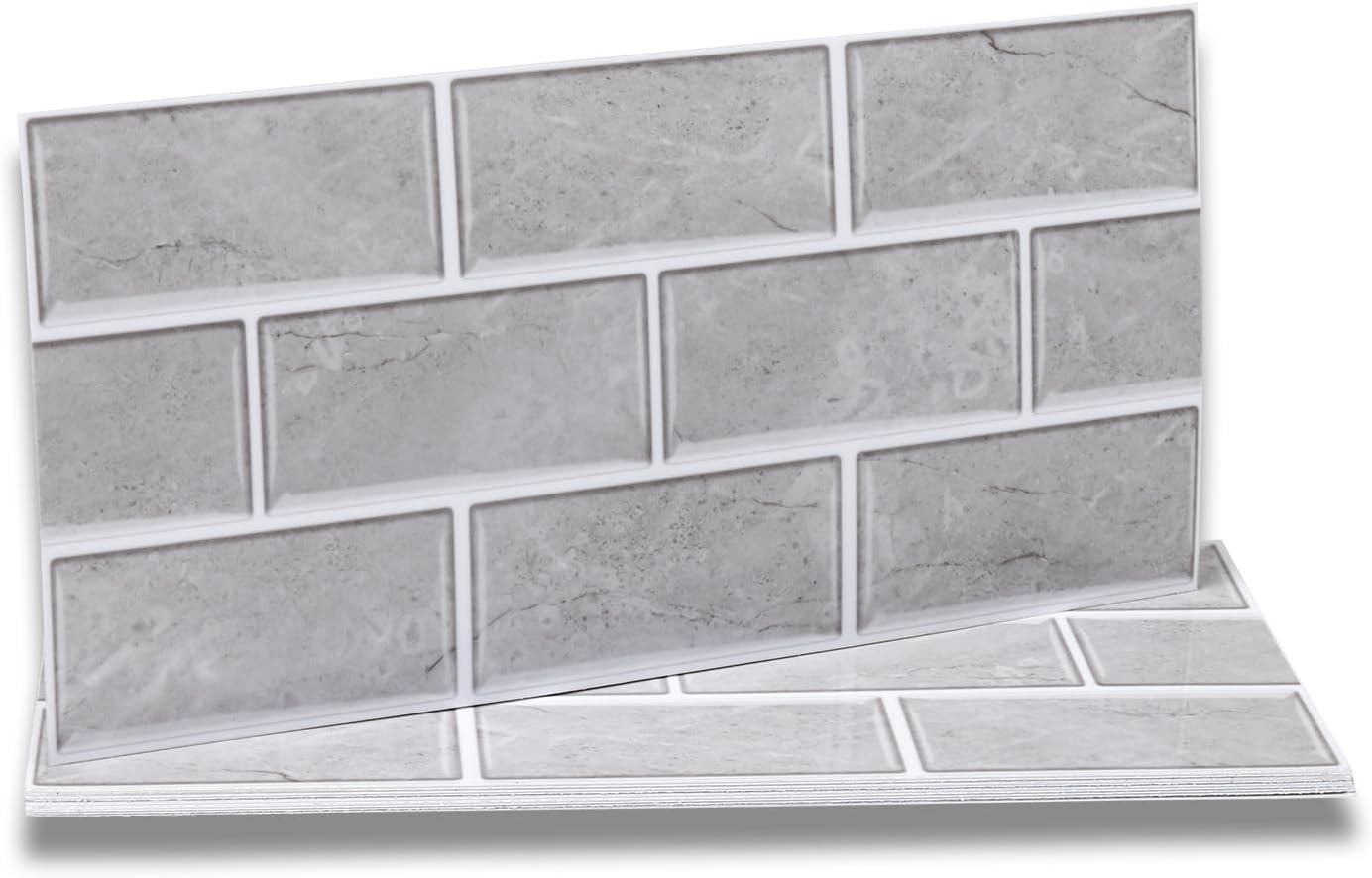 12 pegatinas adhesivas para azulejos de color gris para baño y cocina, resistentes al agua, 30 x 15 cm.