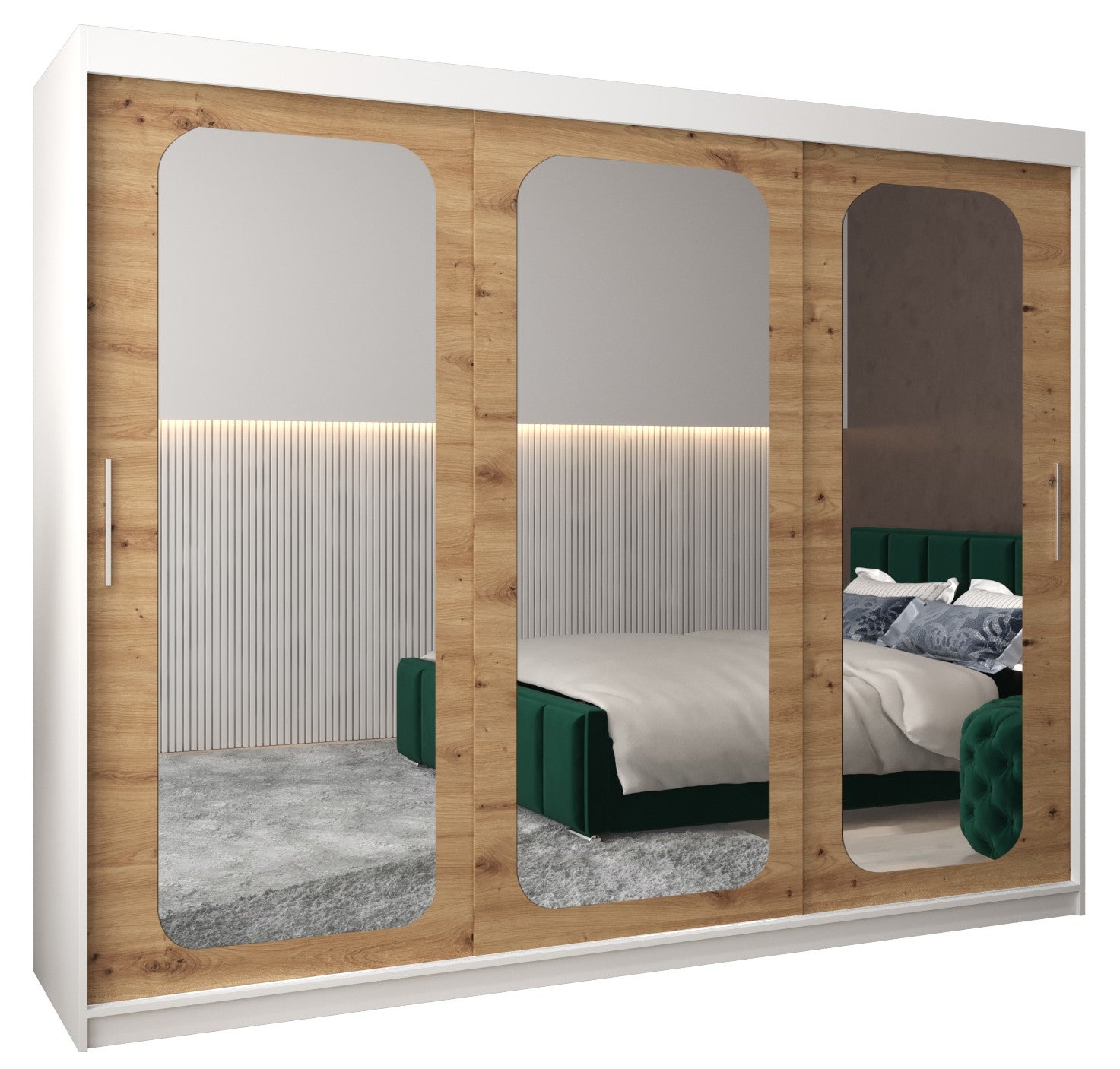 Szafa przesuwna garderoba PROMO T3 250 x 62 x 200 cm Biały + Artisan - Abiks Meble