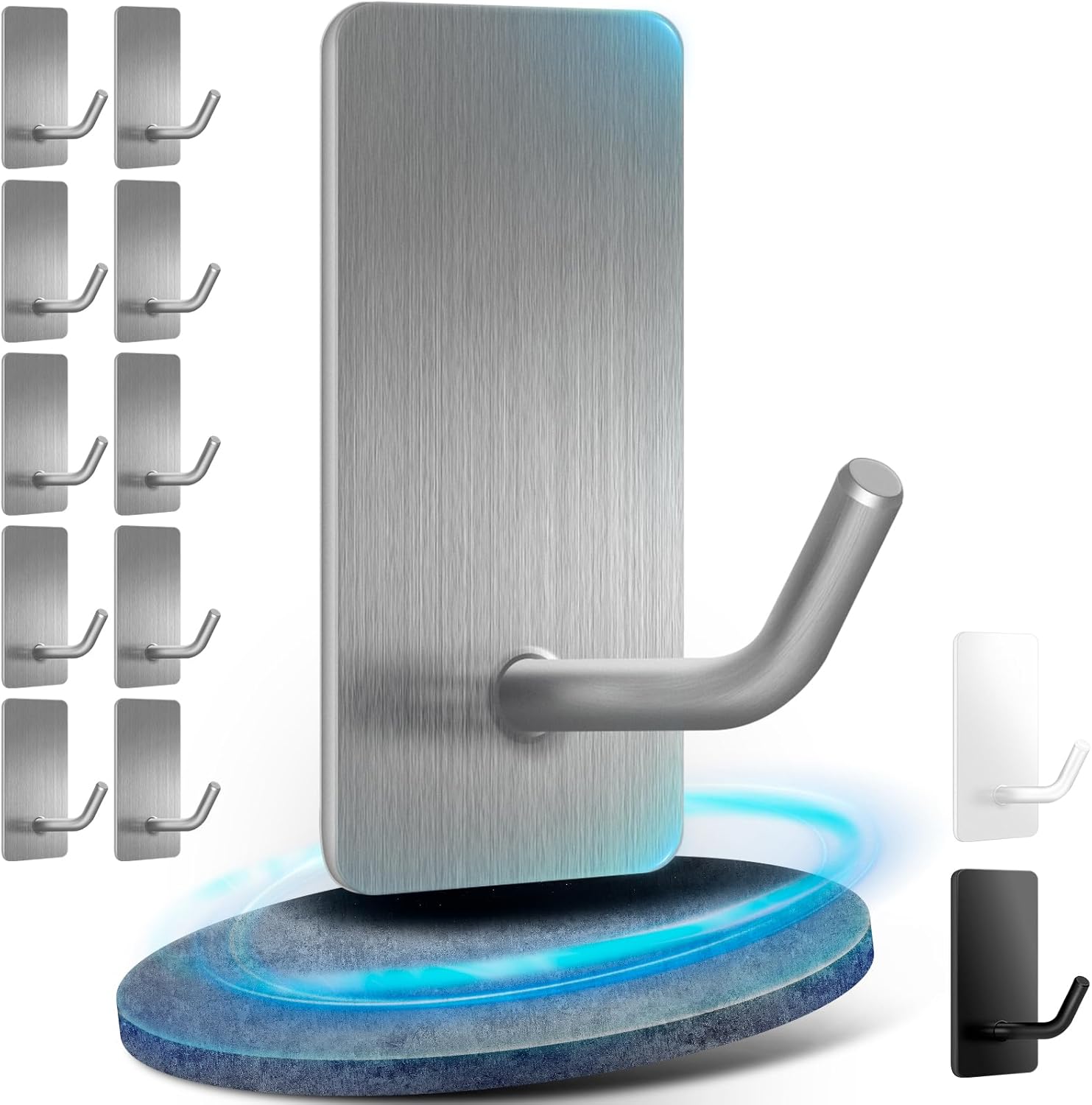 Wieszaki na ręczniki bez wiercenia, 10 sztuk, samoprzylepne haczyki ze stali nierdzewnej 304, bardzo mocne, samoprzylepne haczyki ścienne