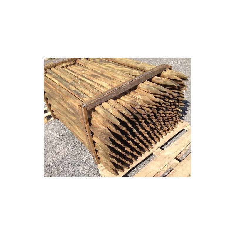 Lot de 20 Tuteur en bois 200 cm Ø 5 cm | Tuteurs avec Pointe | Poteaux en Bois | Piquets de Fixation | Piquets de Jardin - 2