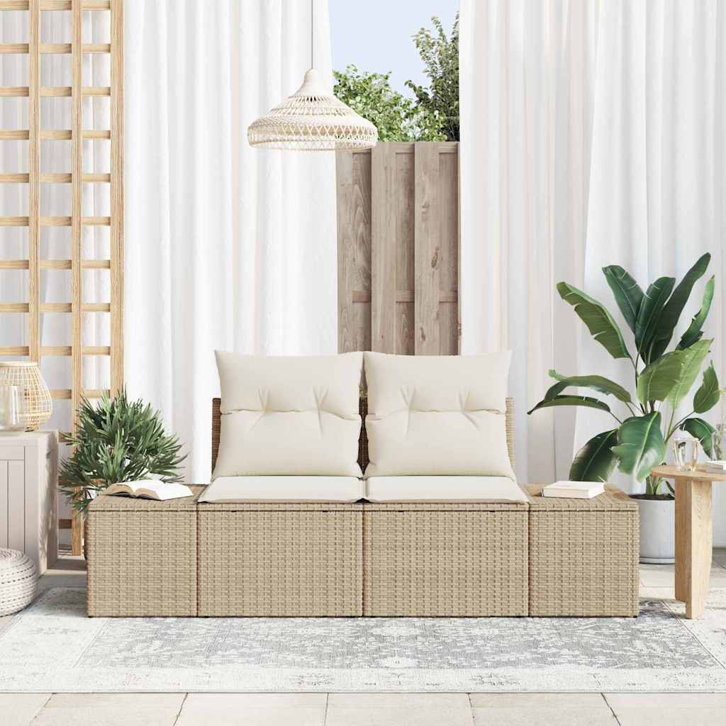 Sofa Ogrodowa z poduszką Beżowy 184 x 62 x 69 cm polirattan vidaXL