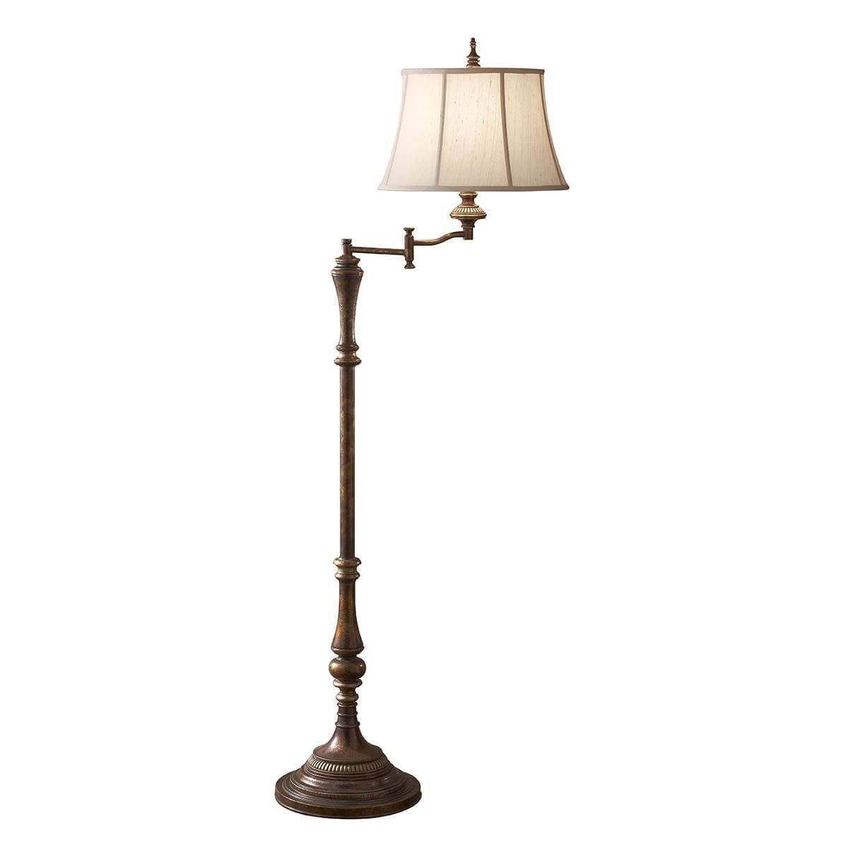 Lampă de podea, maro, crem, oțel, material textil, 1xE27, Înălțime 162,6 cm, Ø 51 cm, Gibson, Elstead