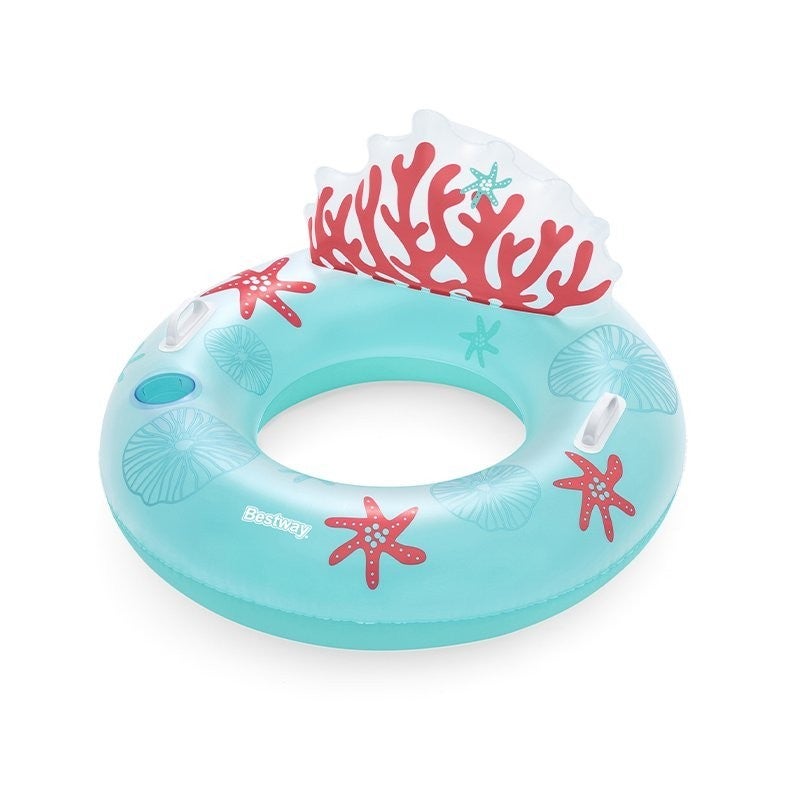 Flotador Rueda Hinchable Intex De 91 Cm – Con 2 Asas De Sujeción, Capacidad Para 1 Persona (100 Kg), Incluye Parche De Reparación, Diseño Vintage Naranja Y Rosa