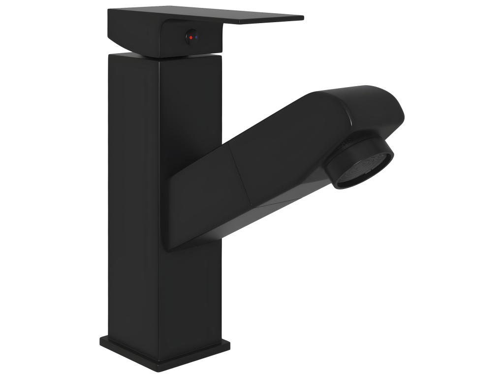 Miscelatore lavabo estraibile per bagno miscelatore per bagno finitura per interni casa 157 x 172 mm nero 02_0003528 - 5