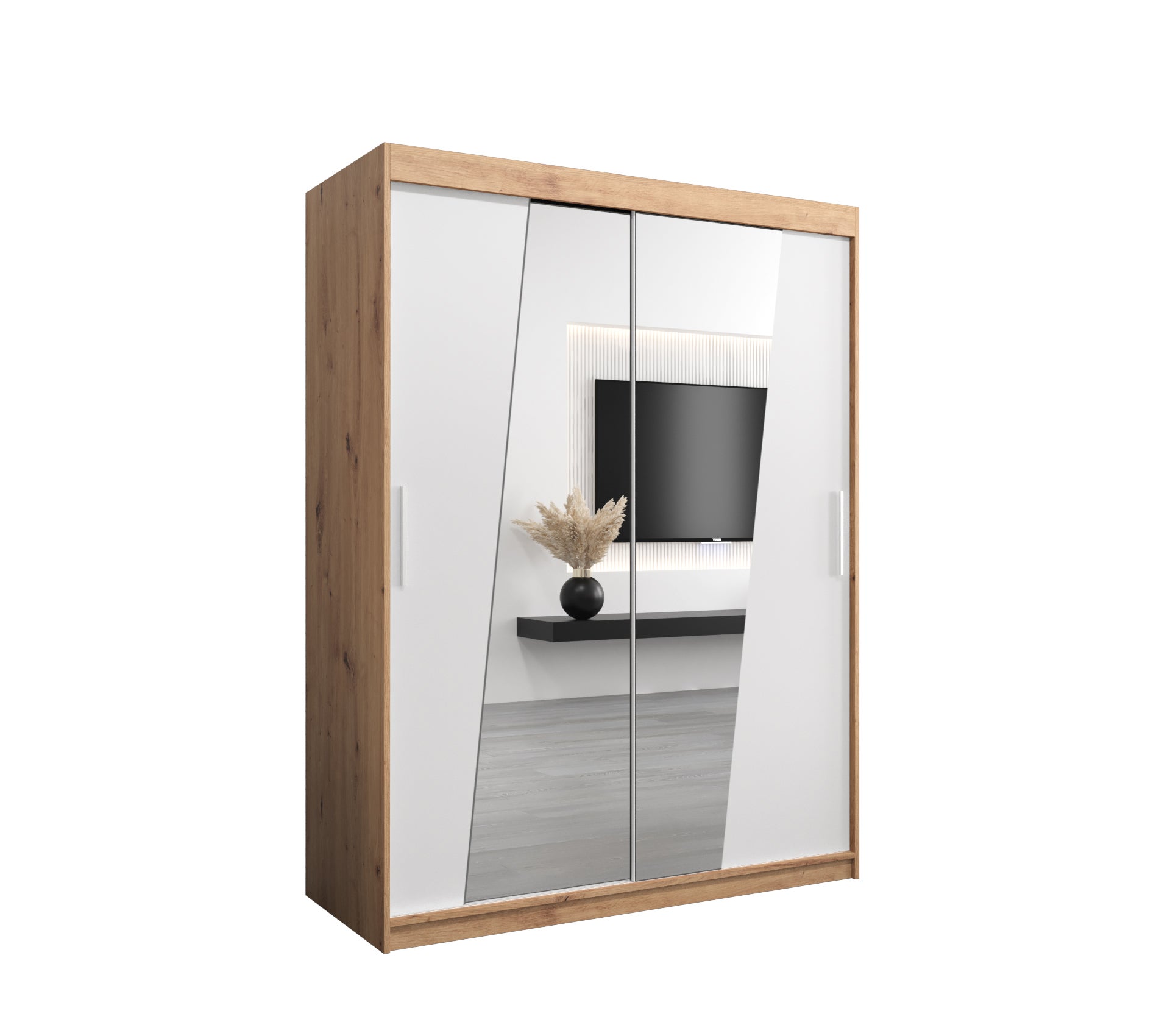 Szafa przesuwna garderoba RHOMB 150 x 62 x 200 cm Artisan + Biały - Abiks Meble