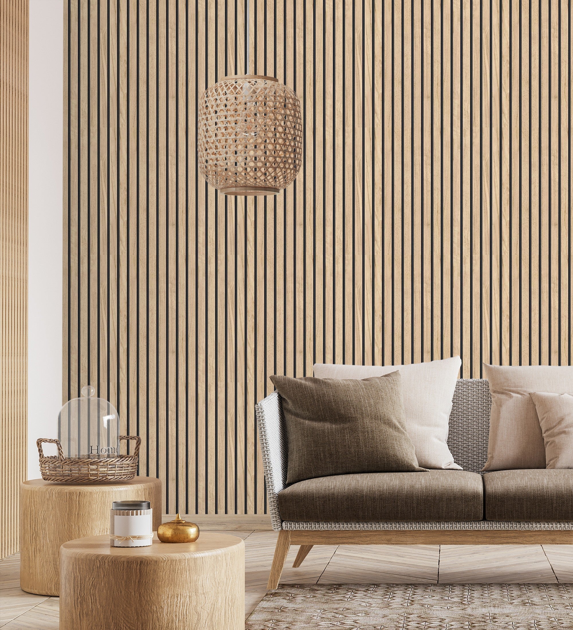 Papier peint en lattes de bois naturel imitation panneau à lames - Oak Orbit 682815 de GAULAN - Rouleaux de 10 m x 0,53 m - 7