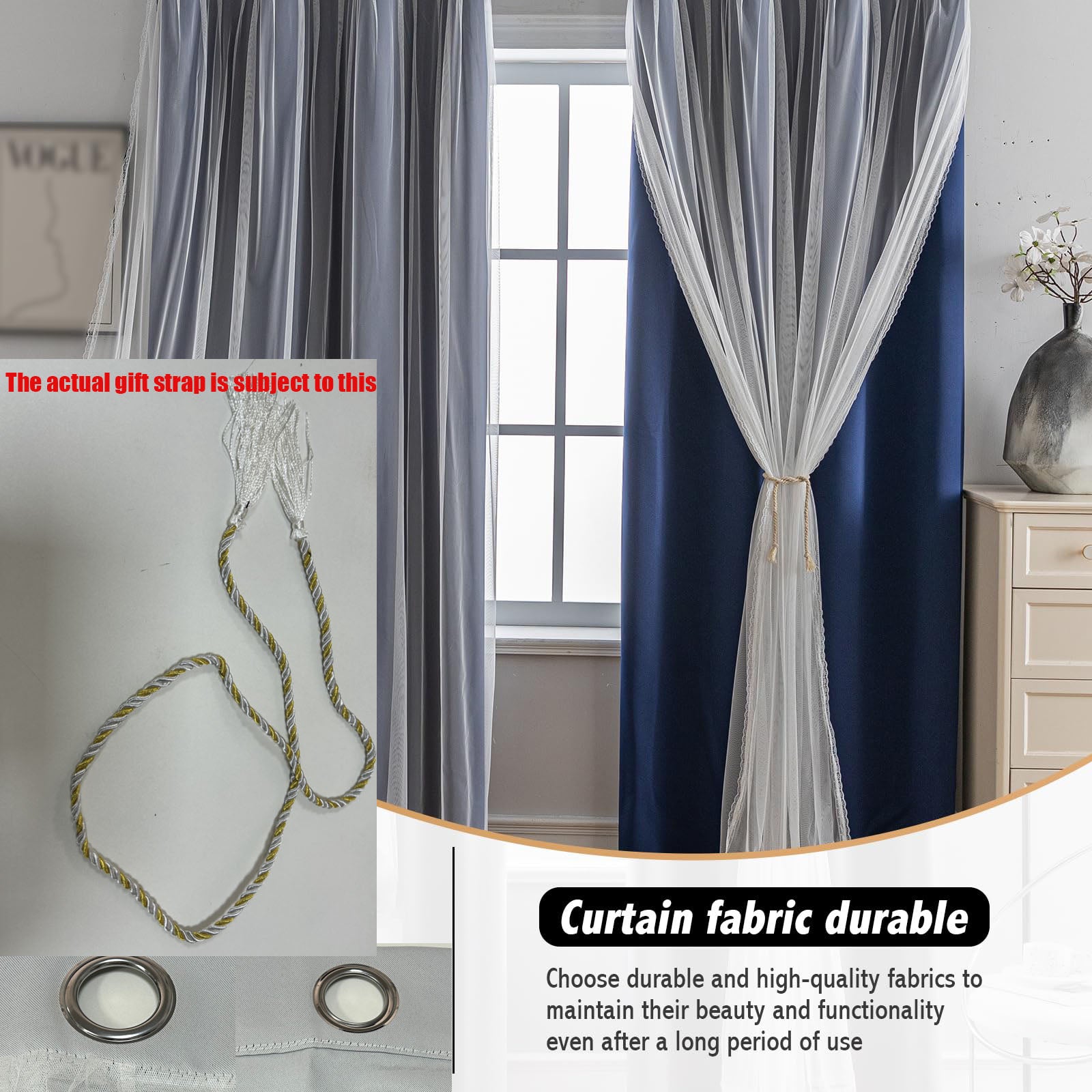 Tende A Pacchetto 2 Pezzi In Voile Ricamato Homxi – 137x214 Cm – Bianco Foglia – Semitrasparenti Per Soggiorno E Camera Da Letto Con Occhielli - 2