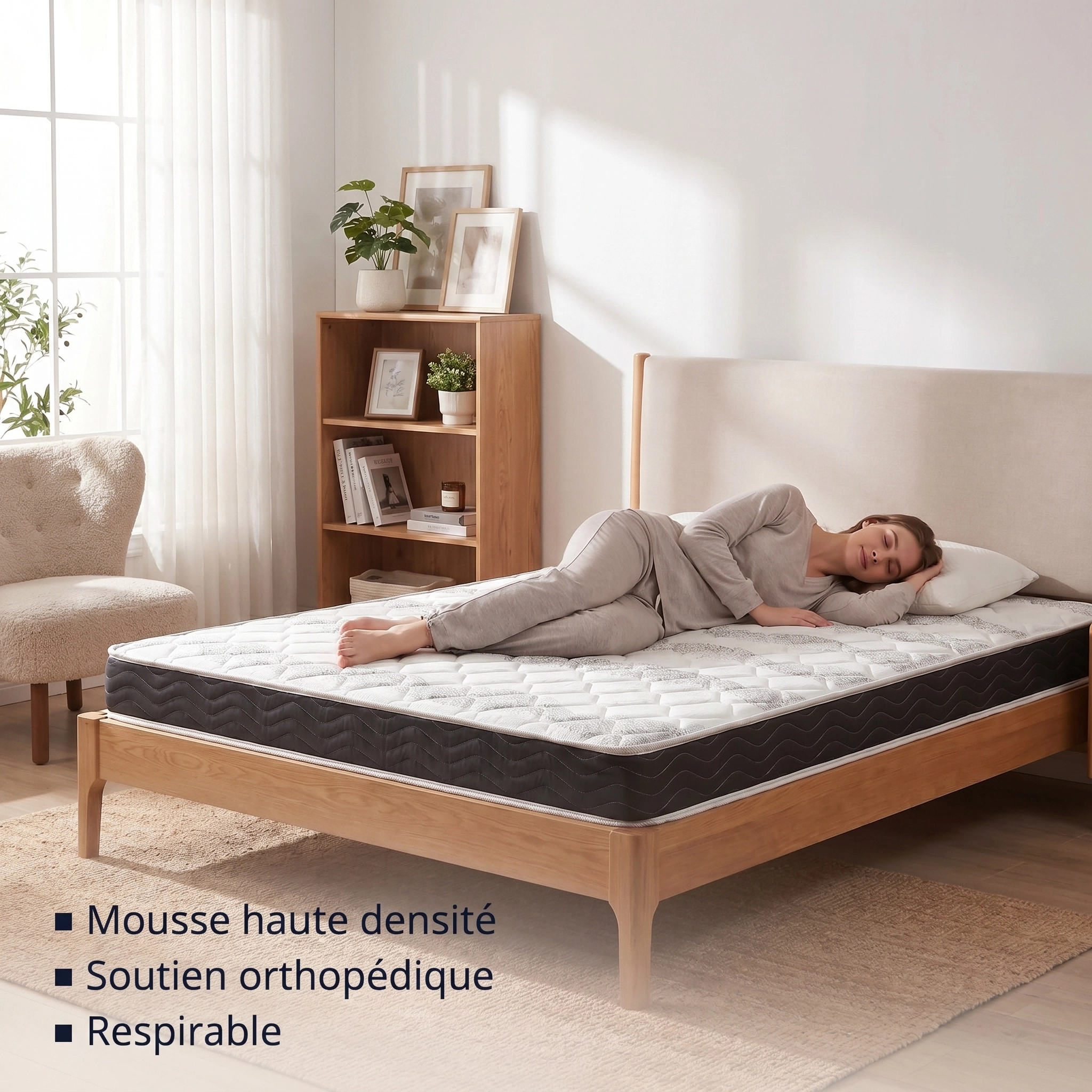 Matelas 90x200 cm Mousse - Matelas 1 place épaisseur 12 cm - Matelas pour Adulte Enfant - 5
