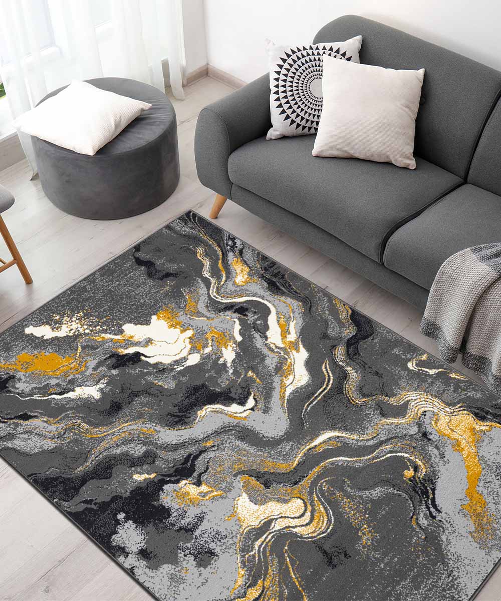 Dywan DESIGN 200x290 cm SZARO-MUSZTARDOWY | GalleriaFarah1970