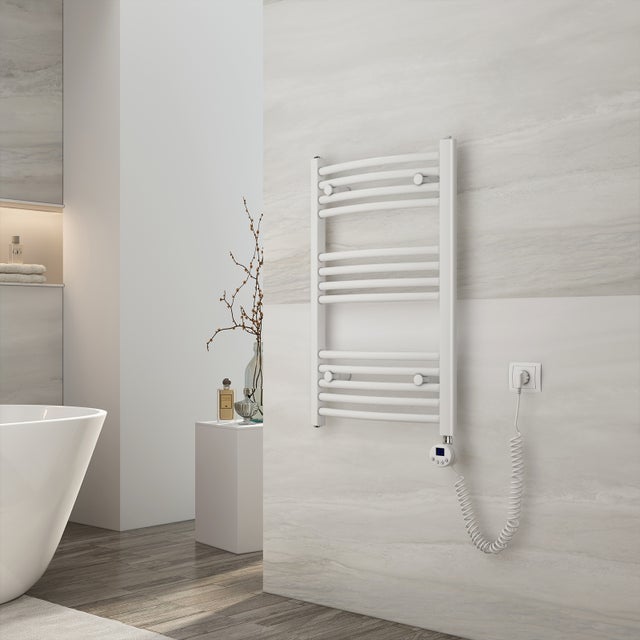 EMKE Scaldasalviette elettrico H.75 × L.50 cm con elemento riscaldante termostatato, Termoarredo elettrico 292 W Bianc