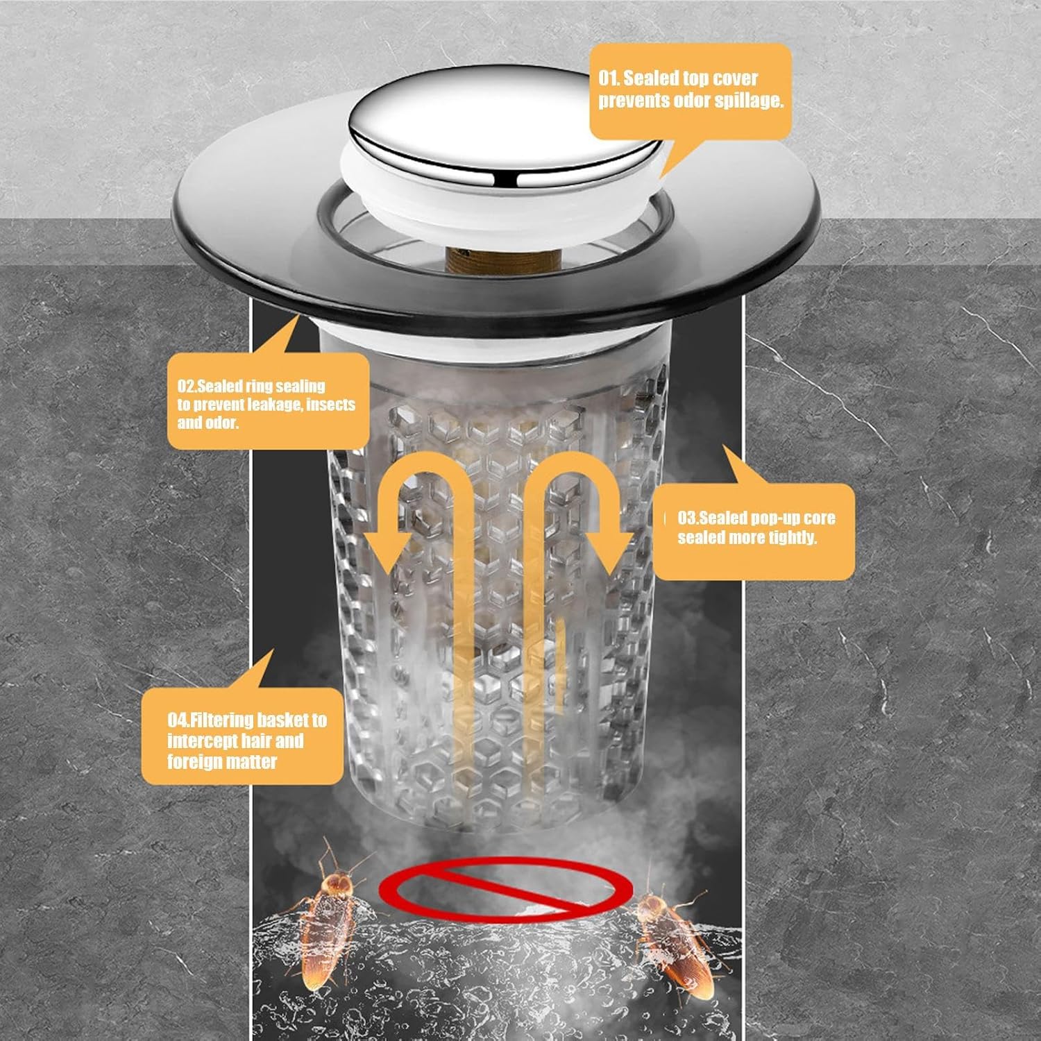 2 Pièces Bonde Lavabo Universel Pop-Up, Bouchon Lavabo Salle De Bain, Bouchon Evier Cuisine (25-46mm), Filtre De Vidange Anti-Bloqué Et Anti-Clogging,Flitre Cheveux Anti-Odeur Pour Trous De Drainage