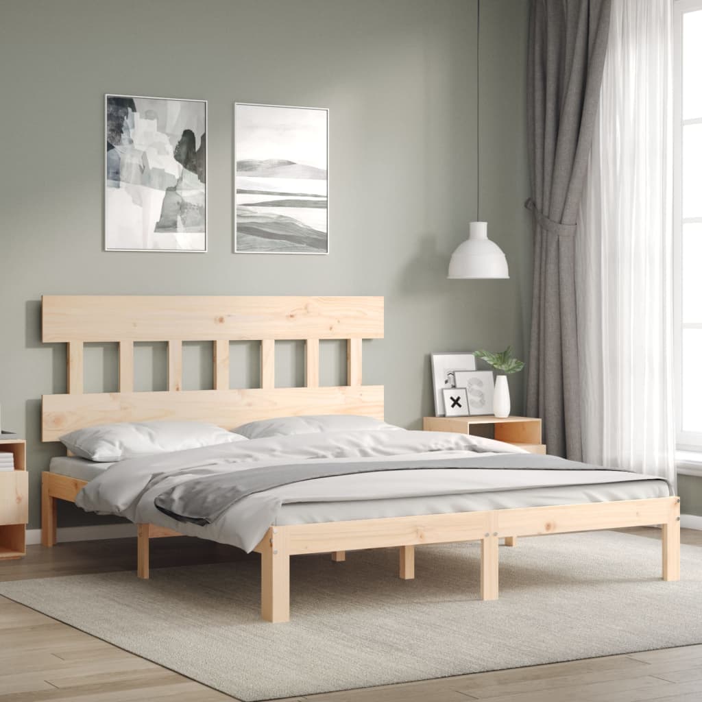 Cadre De Lit Avec T te De Lit 160x200 Bois Massif Leroy Merlin