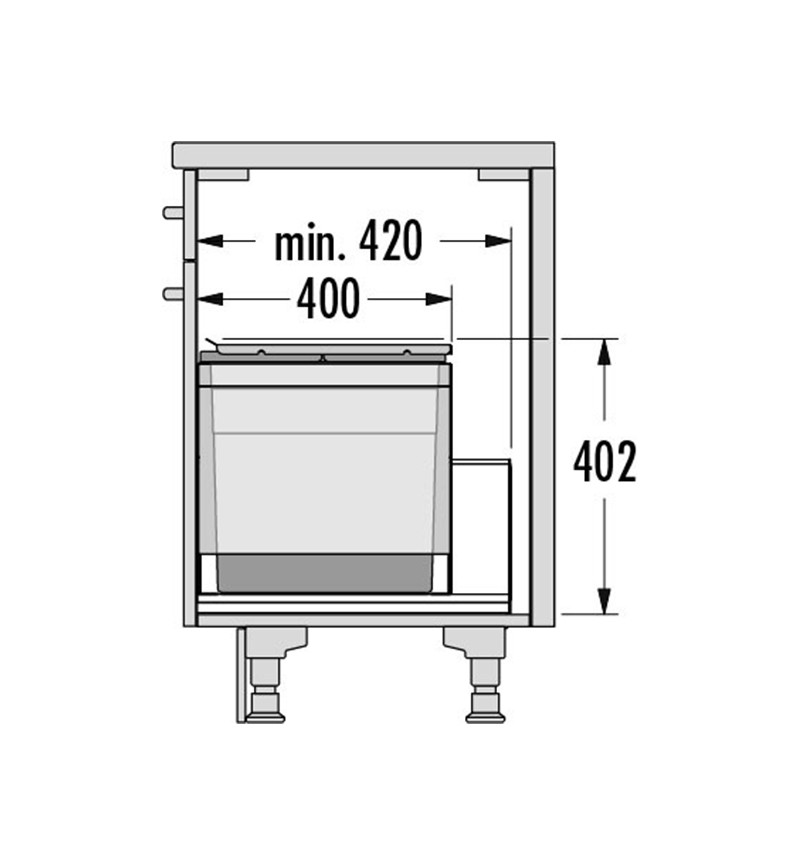 Poubelle encastrable 3 bacs pour meuble coulissant 90L (28+28+28) Hailo Triple XL - 5