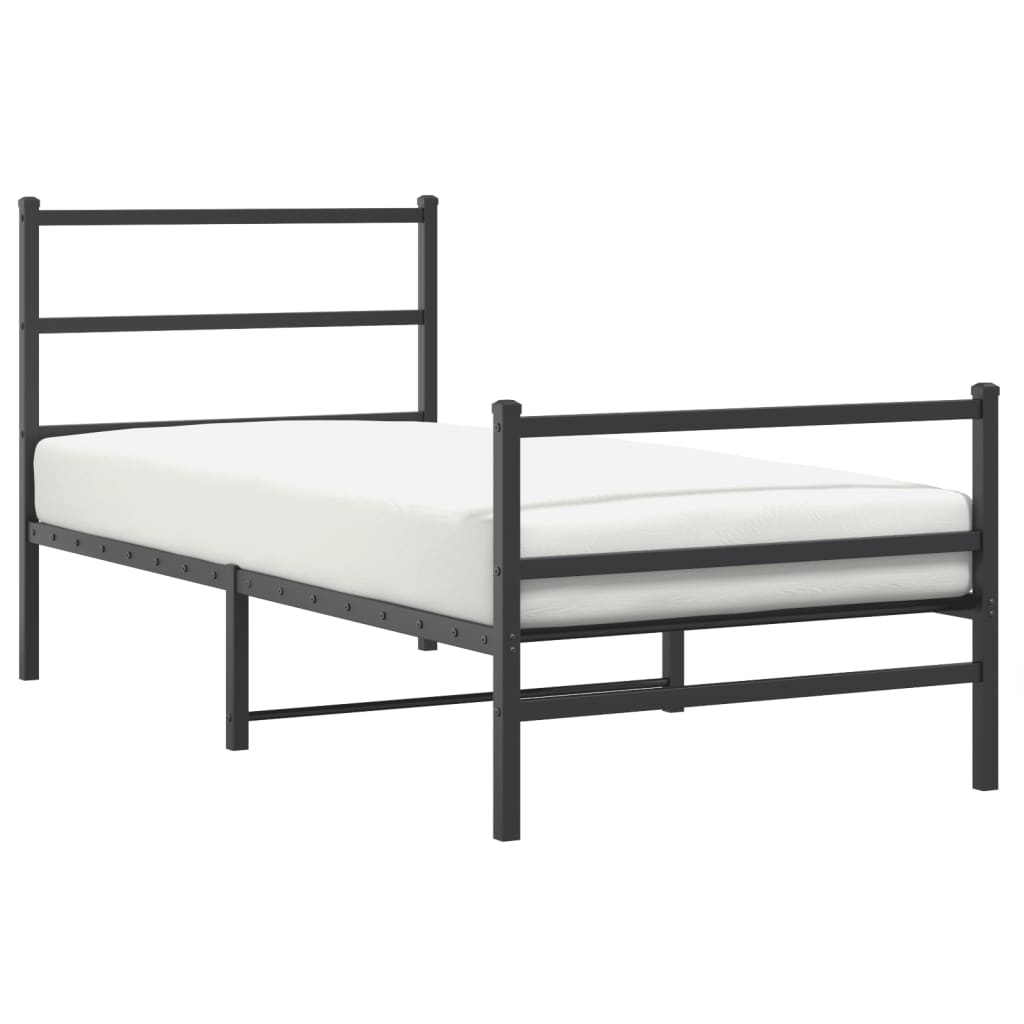 Łóżko Metalowe Czarne Rama Łóżka Ze Stelażem Do Pokoju Sypialni 90x190 cm
