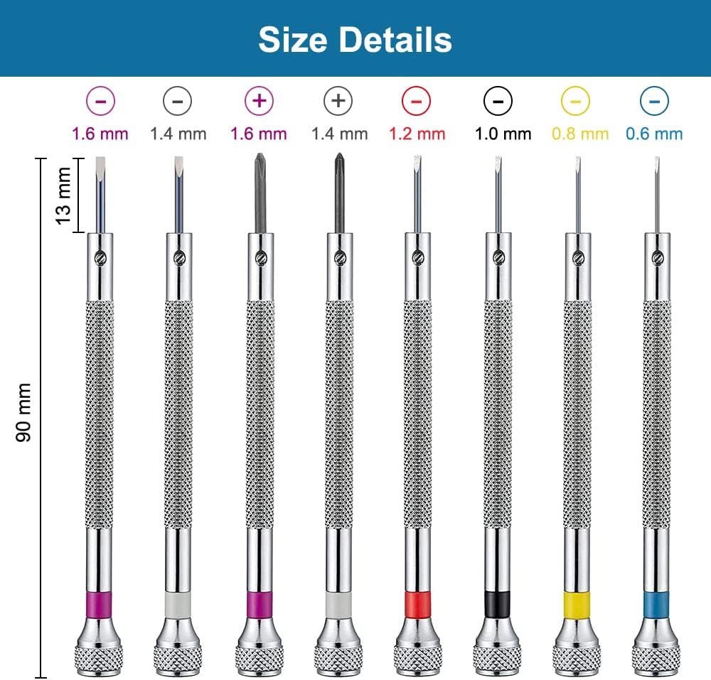 Kit Réparation Montres - 8 Mini Tournevis de Précision pour Lunettes, Bijoux, Appareils Électroniques - 3