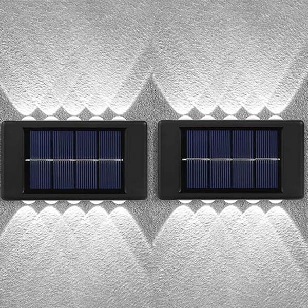 2 szt. Podwójny Reflektor Solarny, Lampy Solarne Ścienne - 10 LED, Białe Światło, IP65, do Drzwi Wejściowych / Ogrodu na Ścieżce