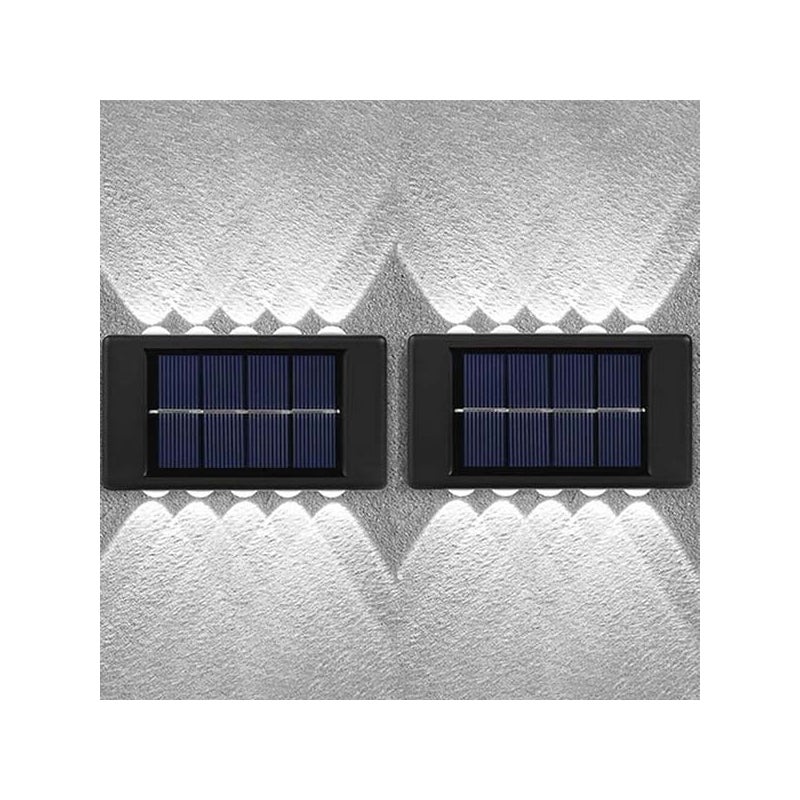 2 szt. Podwójny Reflektor Solarny, Lampy Solarne Ścienne - 10 LED, Białe Światło, IP65, do Drzwi Wejściowych / Ogrodu na Ścieżce