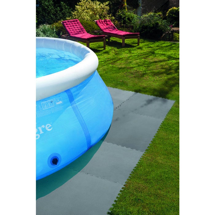 Lot de 9 dalles carrées pour piscine - 50 cm - Gre - Gris - 3