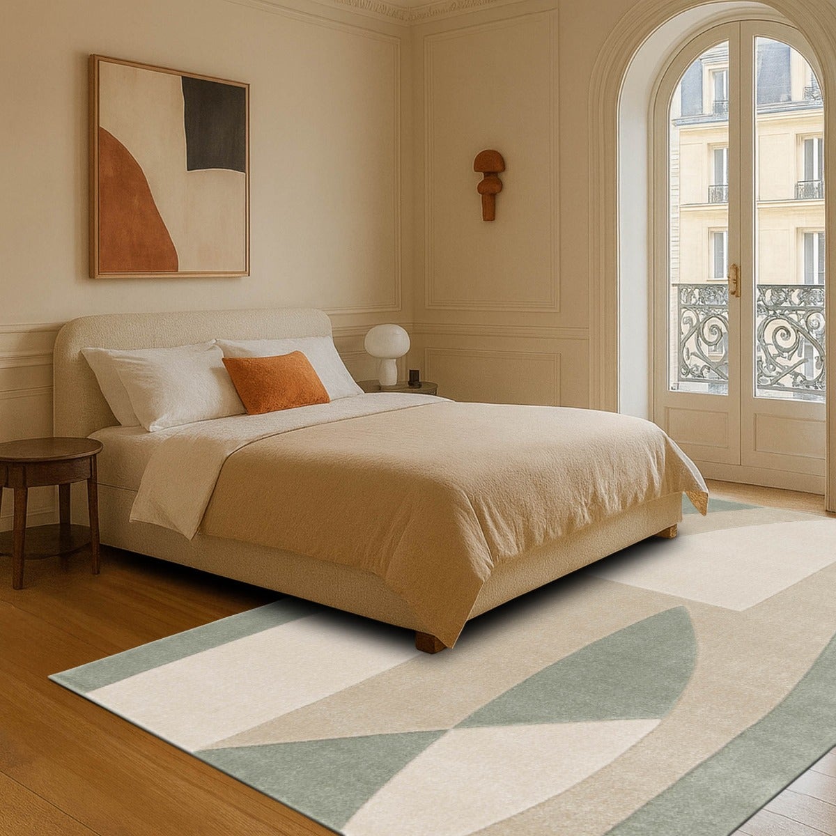 Tappeto morbido a rilievo geometrico astratto beige 160x230 - 9