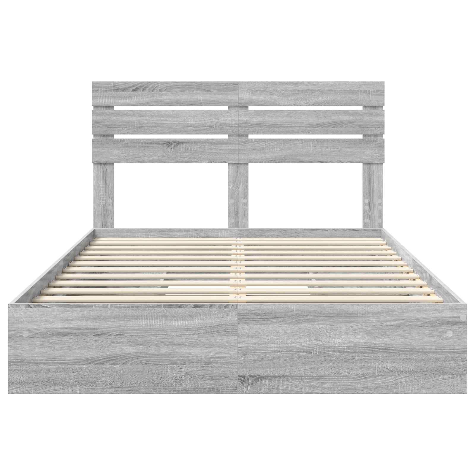 Lit avec rangement, panneau de bois, gris, pour la chambre, 160 × 200 cm - 8