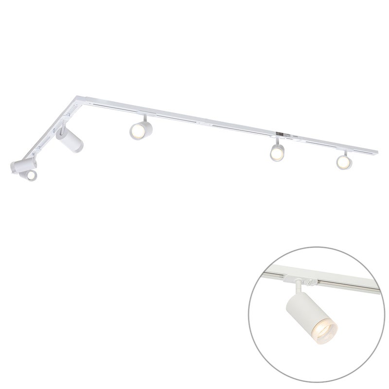 Nowoczesny system oświetlenia szynowego z 5 reflektorami białymi 1-fazowymi - Iconic Jeana