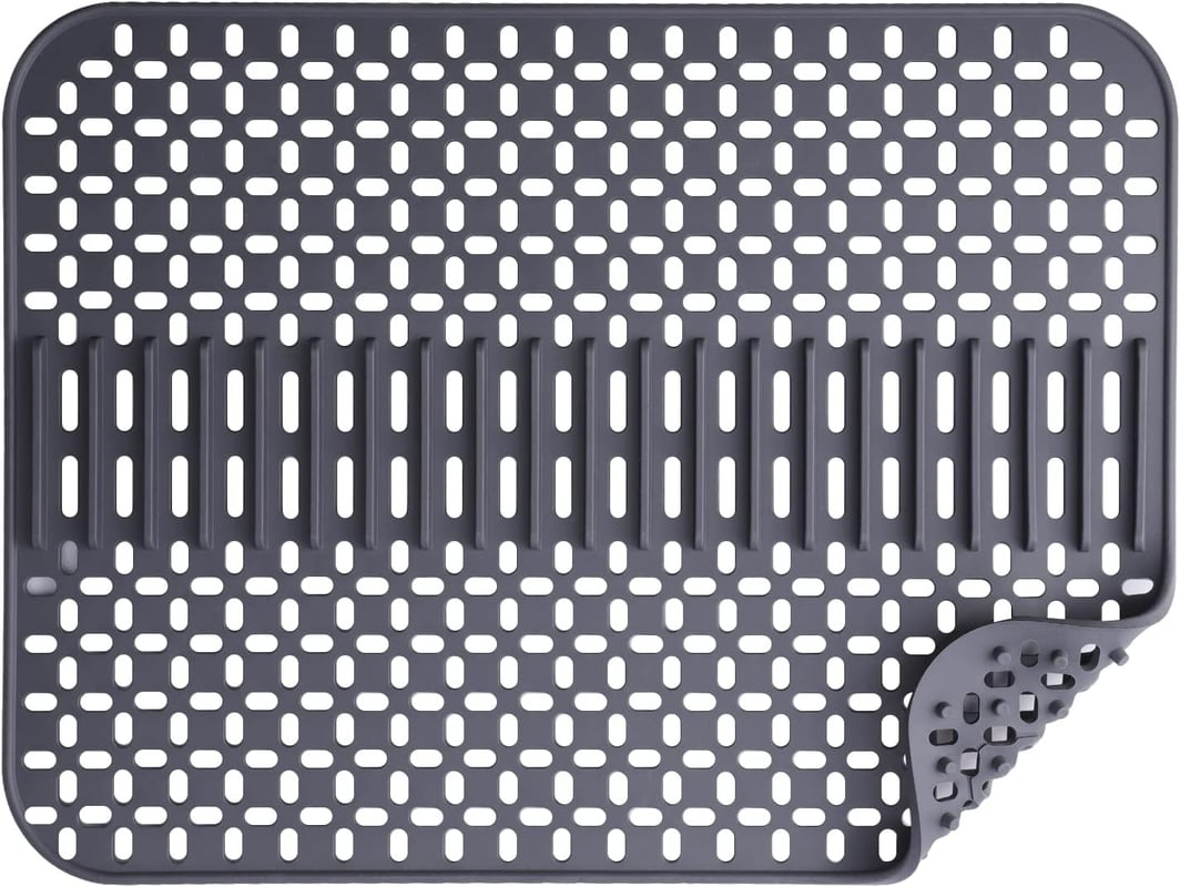 szt. mata silikonowa do zlewu - 43 x 32 cm - jednowarstwowa - można myć w zmywarce - odporna na ciepło i antypoślizgowa - ciemnoszara