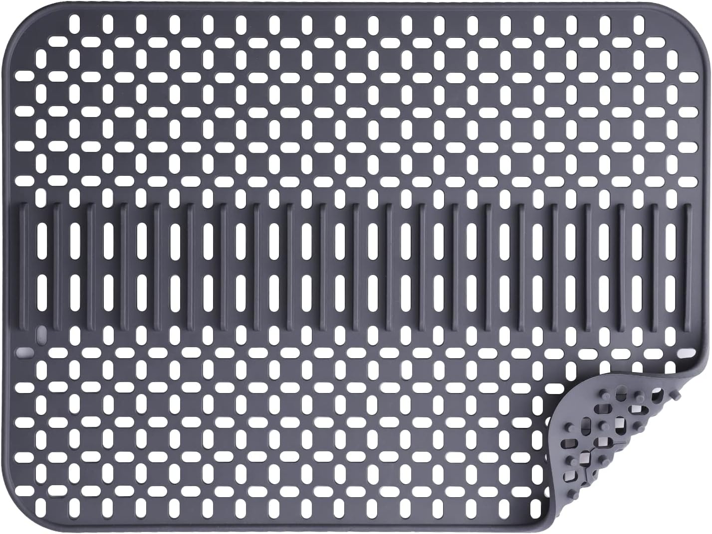 szt. mata silikonowa do zlewu - 43 x 32 cm - jednowarstwowa - można myć w zmywarce - odporna na ciepło i antypoślizgowa - ciemnoszara