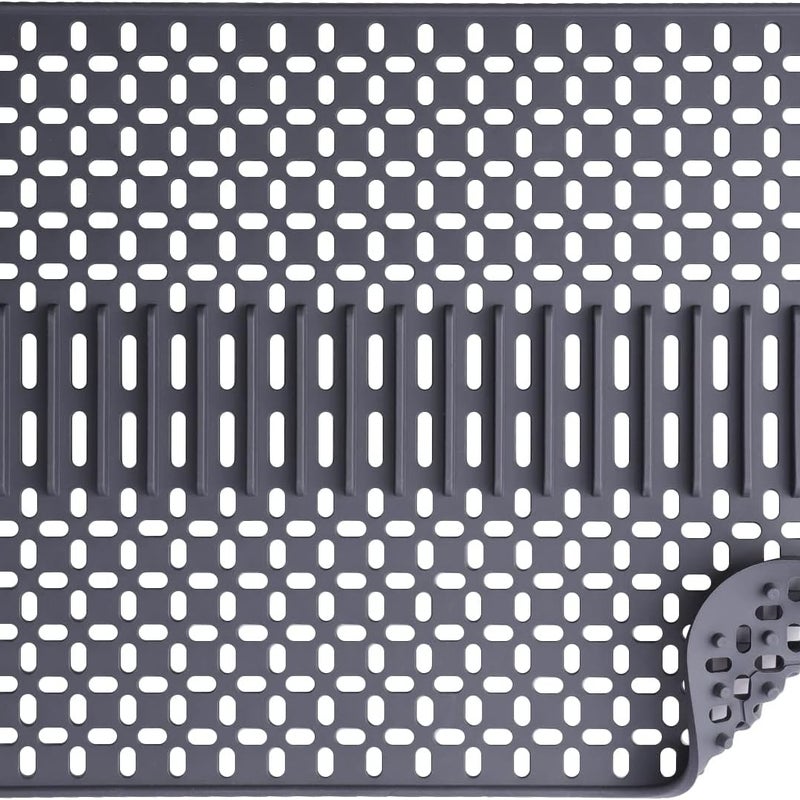 szt. mata silikonowa do zlewu - 43 x 32 cm - jednowarstwowa - można myć w zmywarce - odporna na ciepło i antypoślizgowa - ciemnoszara