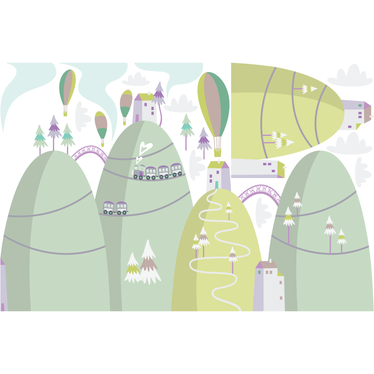 Adesivo mongolfiere delle montagne scandinave viste dal cielo - Sticker adesivo - adesivi murali - 60x90cm - 2