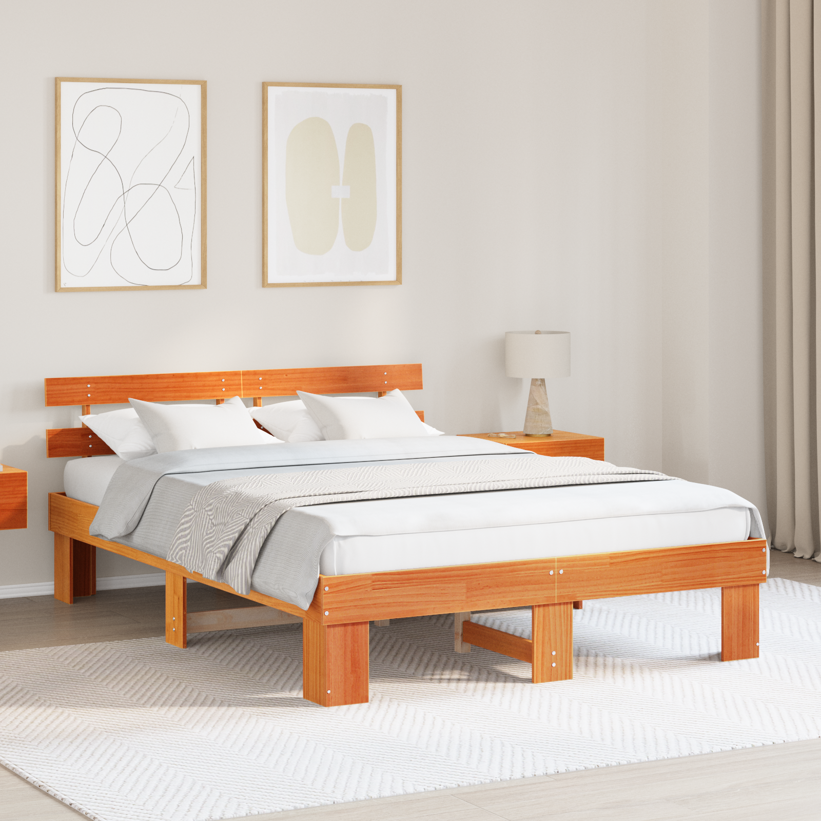 Ramka łóżka Woskowy Brąz 160 x 200 cm Lite drewno sosnowe vidaXL