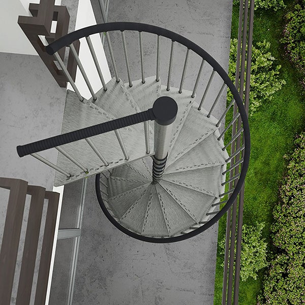 Escalier colimaçon extérieur 14 marches - Hauteur à franchir de 2.94 à 3.22m - Diamètre 1.60m - Couleur zinc noir - EXTERIOR160/ZN-14 - 6