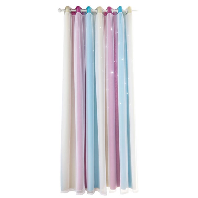 Rideau occultant double couche à motif étoiles ajourées dégradé simple (1 pièce) pour chambre ou salon.