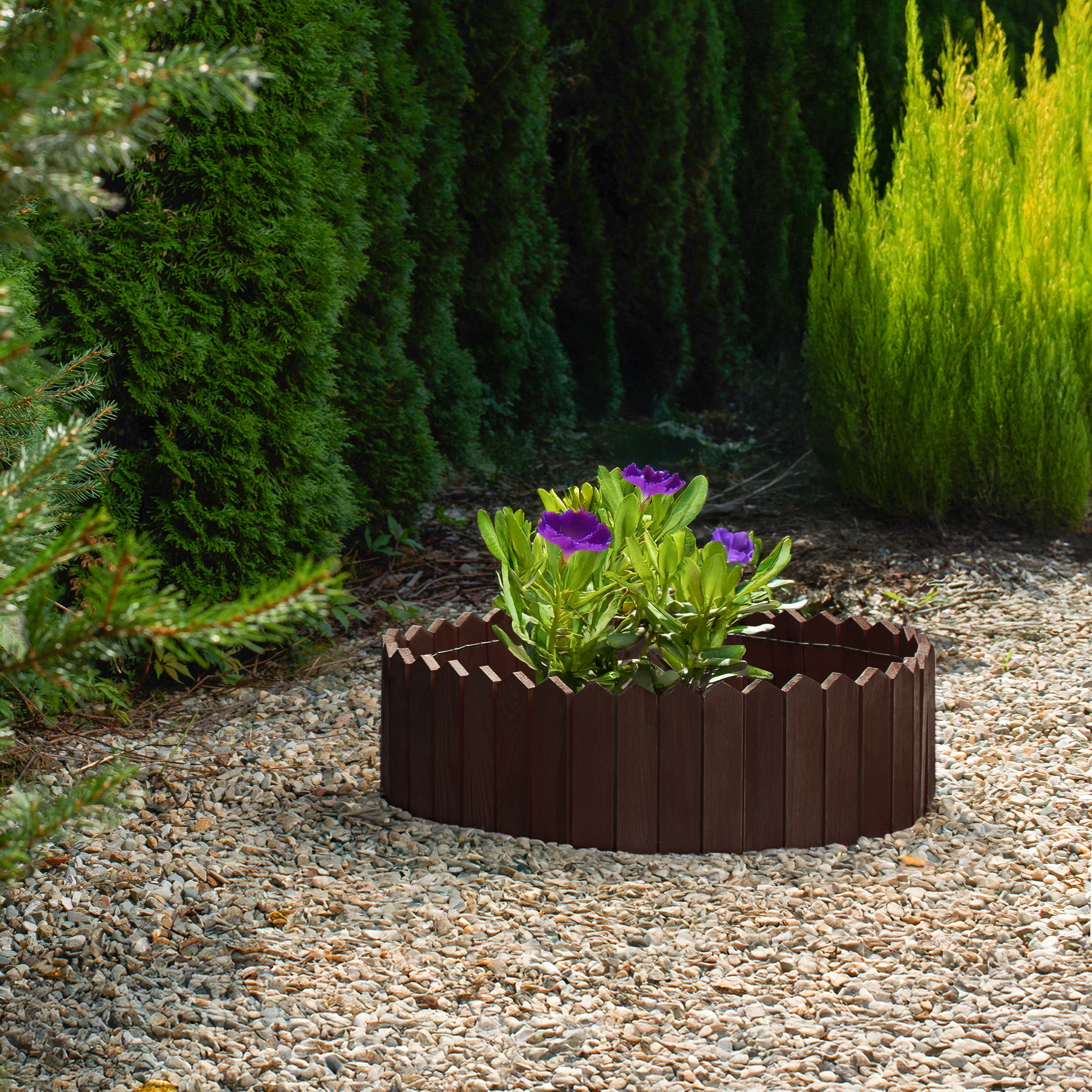 Rollborder lattes en bois | 30 cm de haut et 200 cm de long | Clôture en bois | Clôture parfaite comme bordure de jardin en osier | Marron foncé - 9