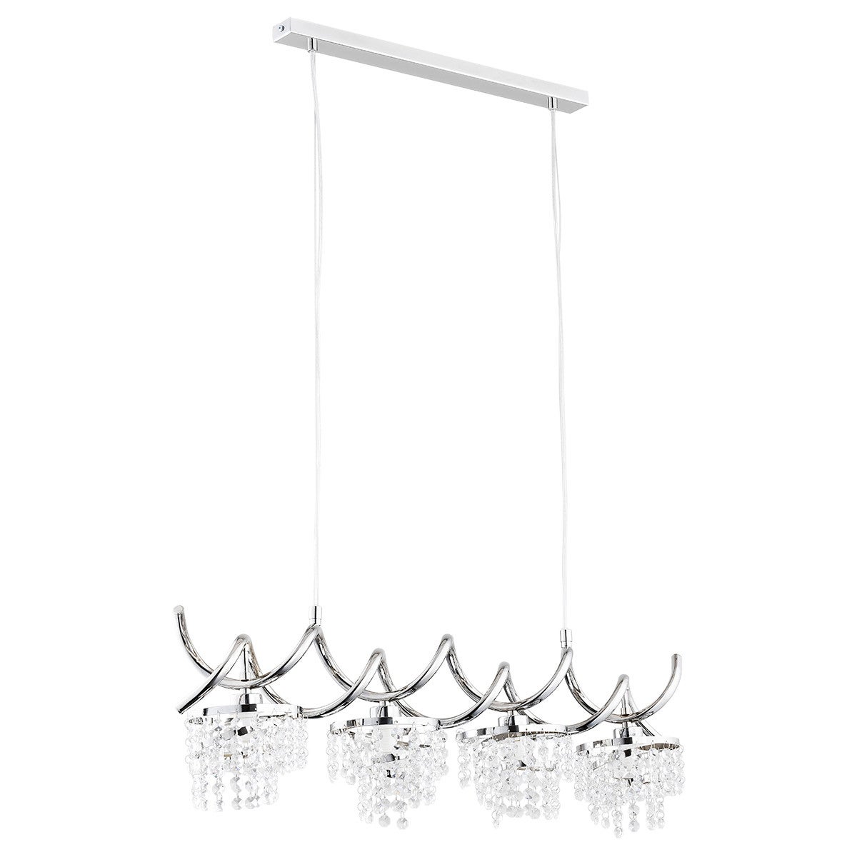 Lampa wisząca Helisa chromowana przezroczysty 4xE14x10W kryształowa wym: 90 x 80 x 15 cm metal Alfa