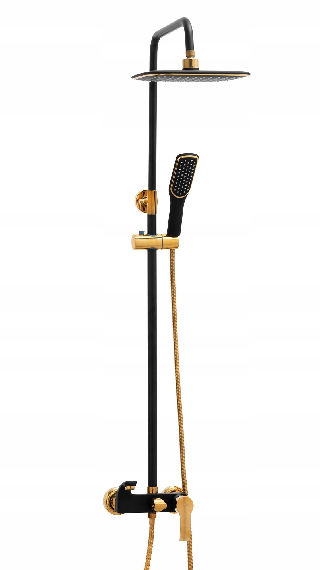 Conjunto de duche com torneira, Preto/Dourado - 5