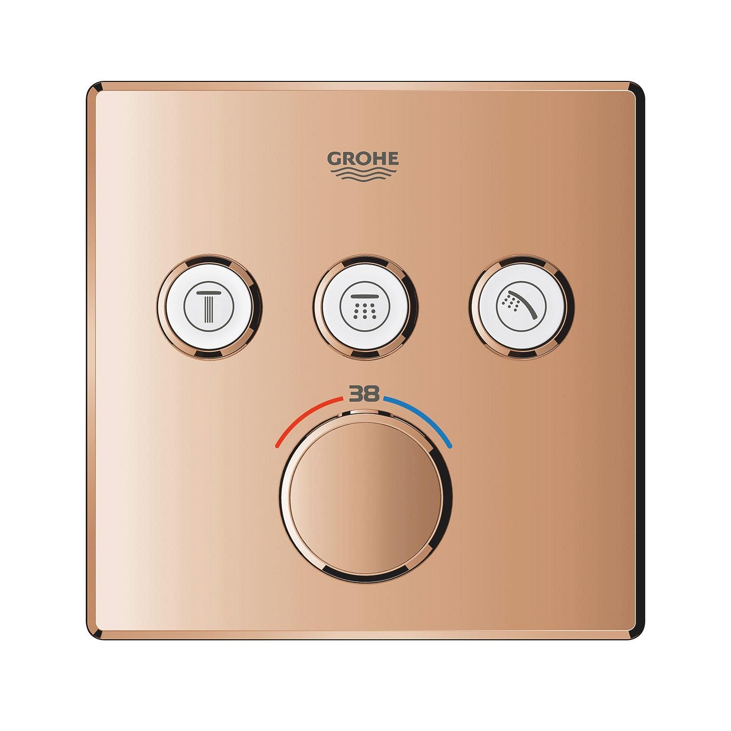 Unitate comanda Grohe 29126DA0, SmartControl, termostat, 3 iesiri, necesita valva, lucios, cupru