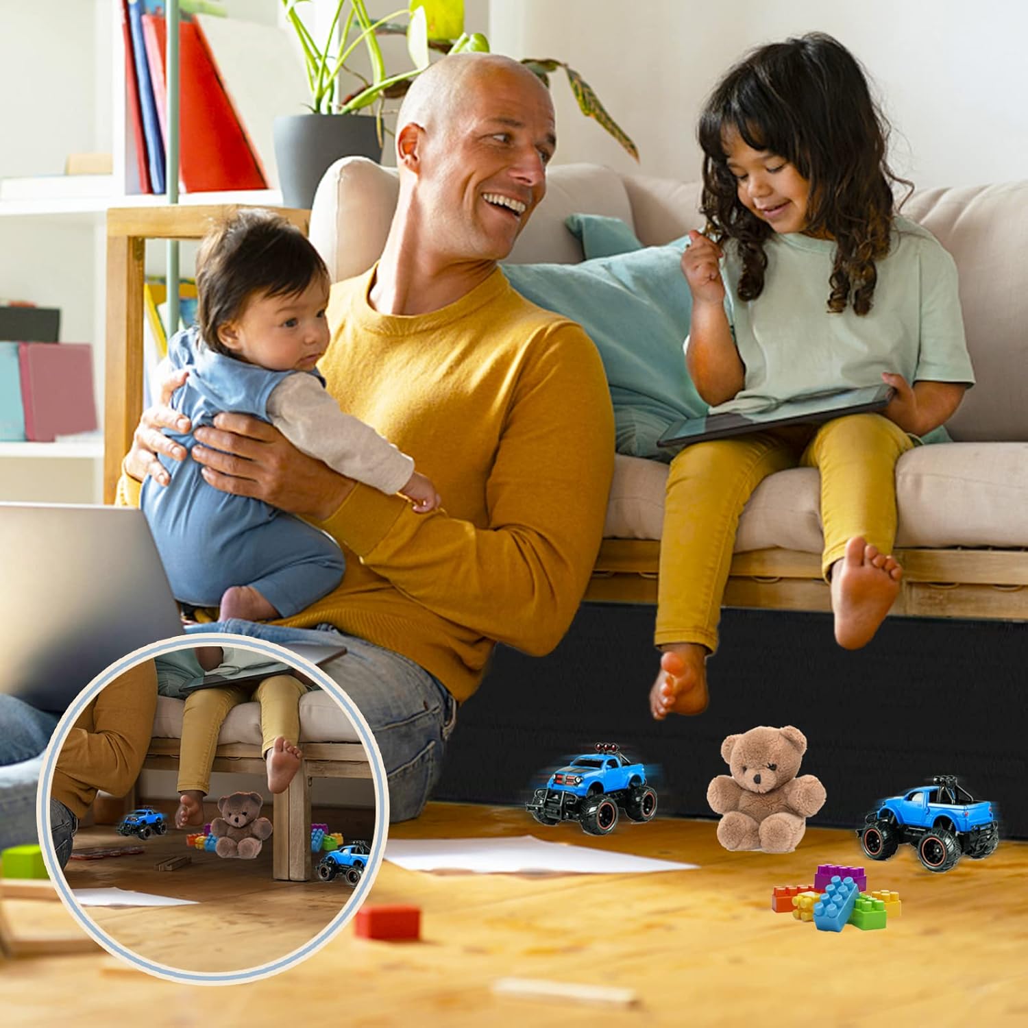 3 m Bloqueurs de pour sous Canapé et sous Lit, 11cm Under Couch Blocker pour Bébé & Animaux Planche de Blocage sous Les Meubles Réglable - 3