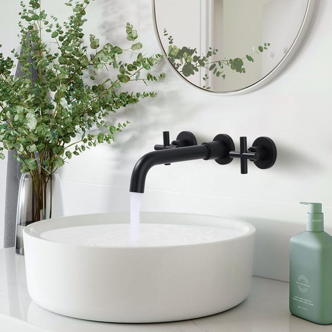 Schütte 33116 Rubinetto Lavabo Alto Los Angeles, Nero Opaco - Miscelatore Bagno A Risparmio Energetico