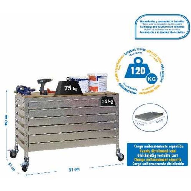 SIMONWORK MOBILE BT5 BOX6 900 GALVA/LEGNO banco da lavoro senza viti