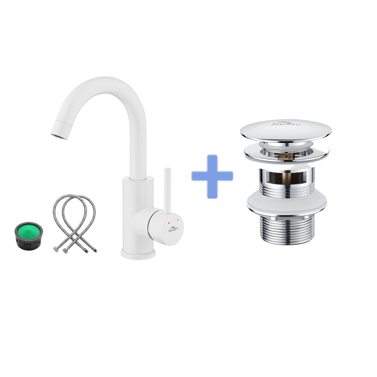 Derengge Rubinetto Lavabo Bagno 3 Fori Nero Opaco – Con Scarico Pop-up E Beccuccio Girevole 360° - 3