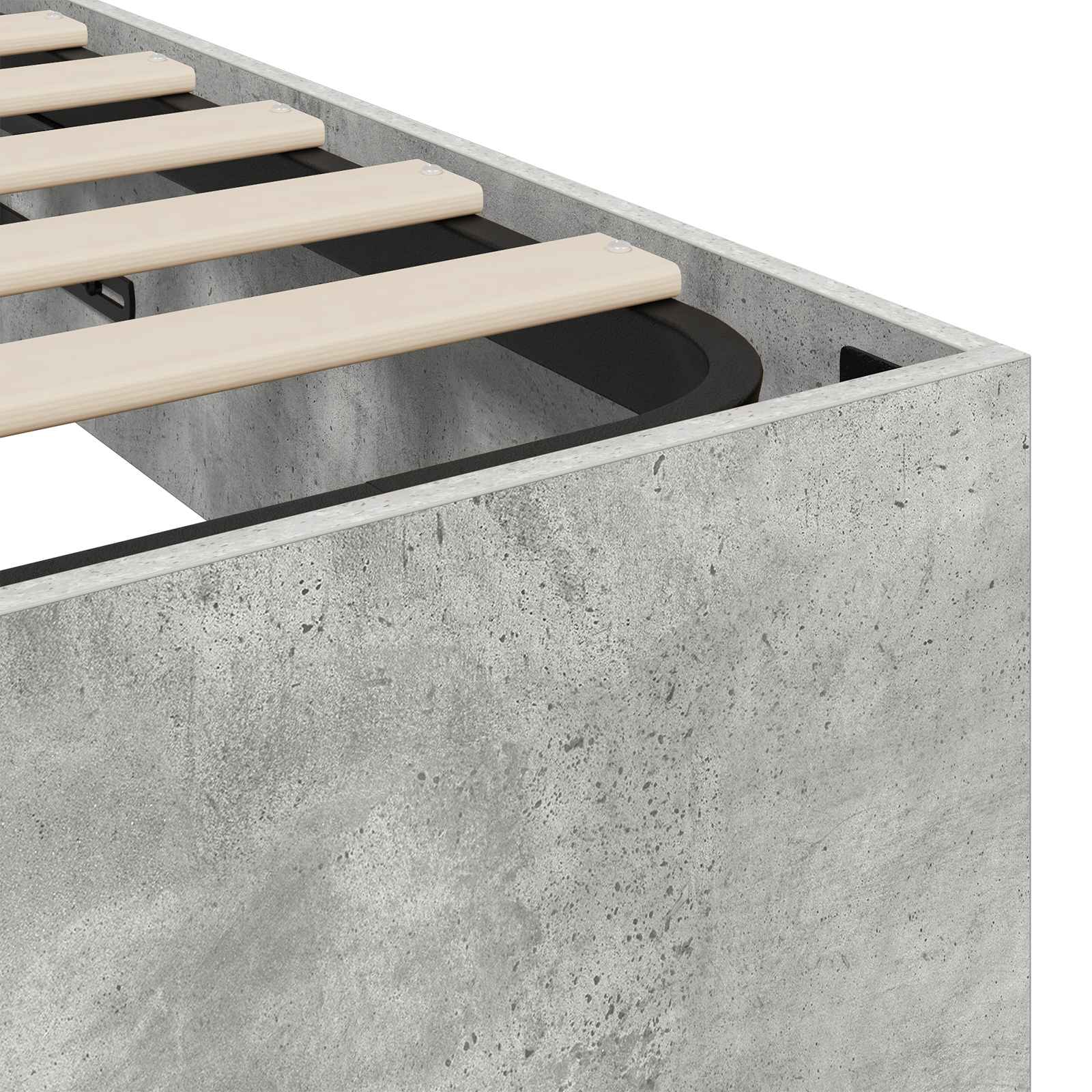 Lit ottoman béton 203 x 180 x 25 cm panneau de bois - 8