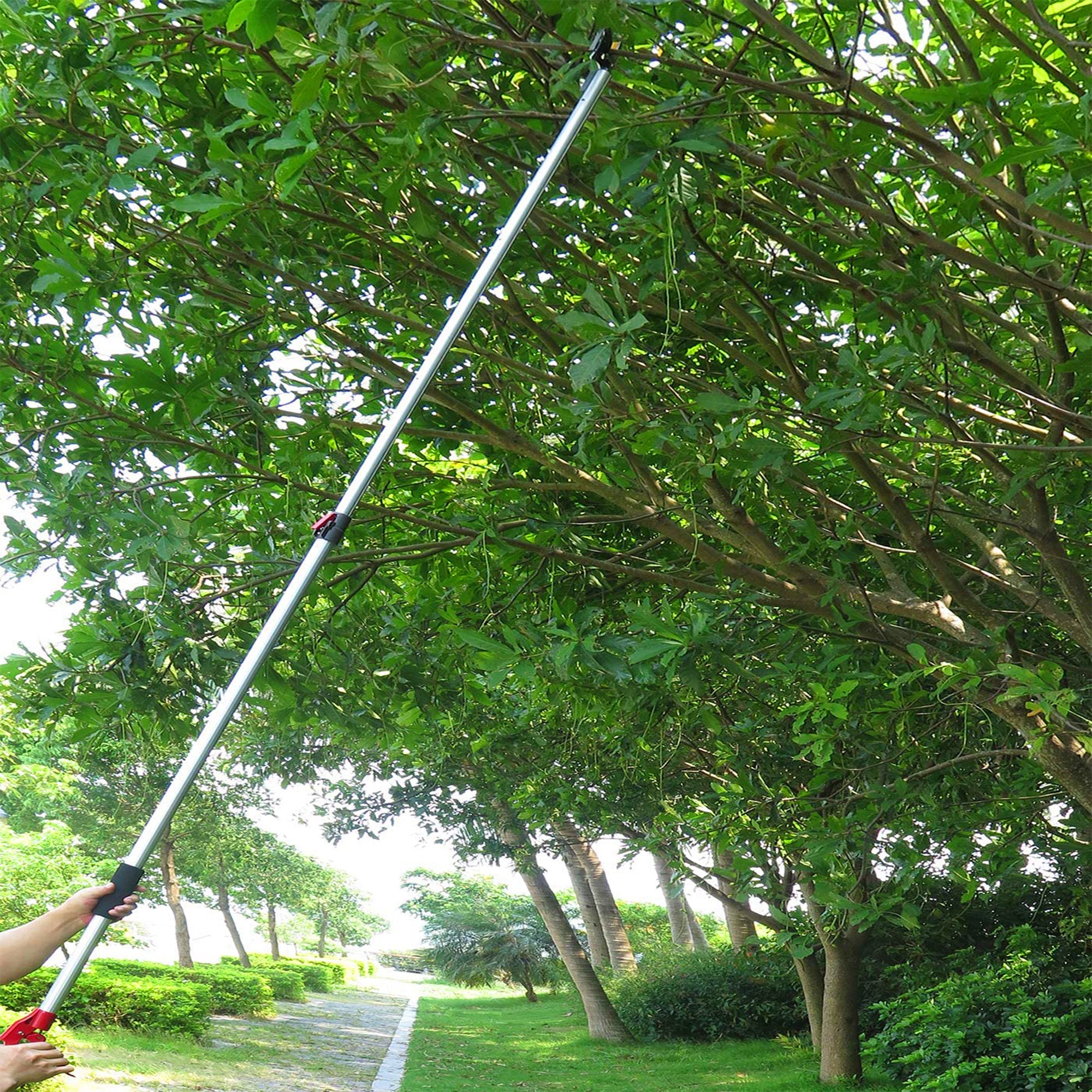 Sécateur Télescopique FISHTEC 1.37 À 2.2 m Avec Scie 30 cm 52 Dents Lame Acier Enclume De Préhension Manche Aluminium Portée 4 m Élagage Jardin - 2