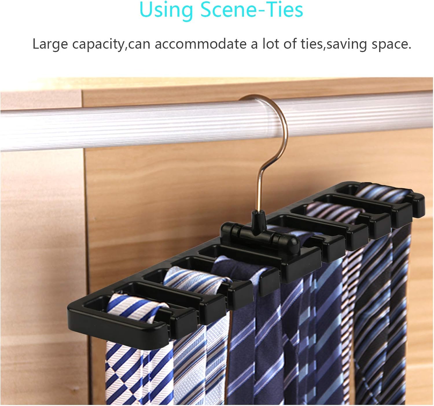 2 Organizer Da Armadio In Legno Per Cinture E Cravatte – 28 Cm Con 8 Ganci Girevoli A 360° Per Cinture, Cravatte, Sciarpe E Collane