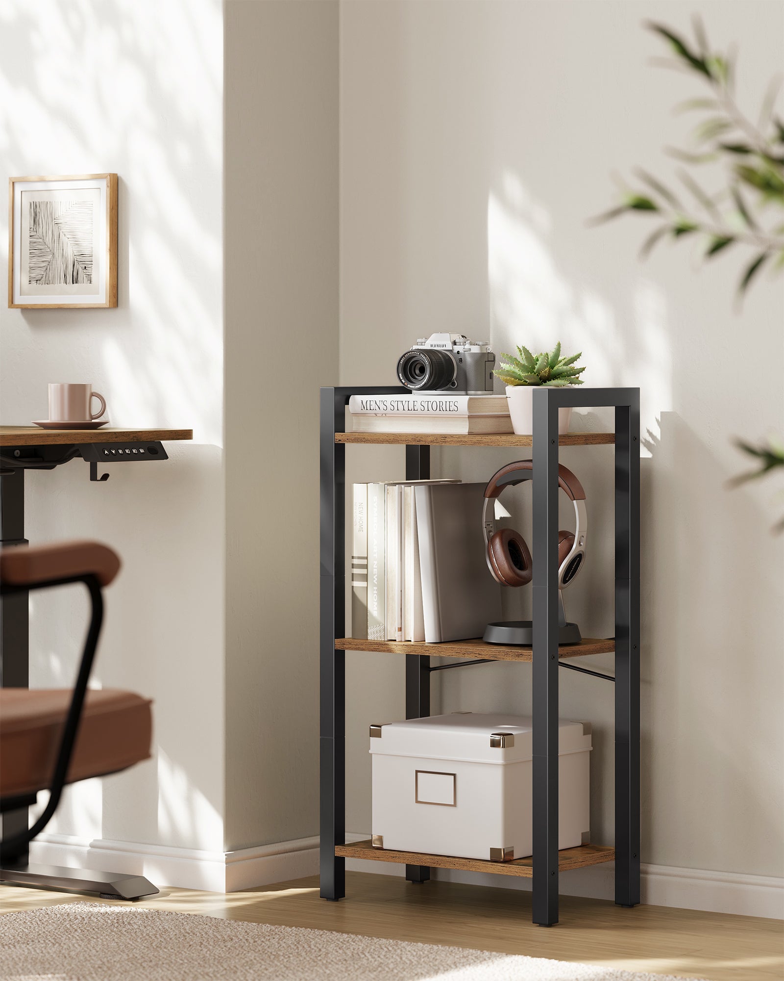 Libreria A 3 Ripiani In Legno Massello - Scaffale Indipendente Salvaspazio Per Camera Da Letto, Soggiorno E Ufficio, Marrone, 43x23x76 Cm