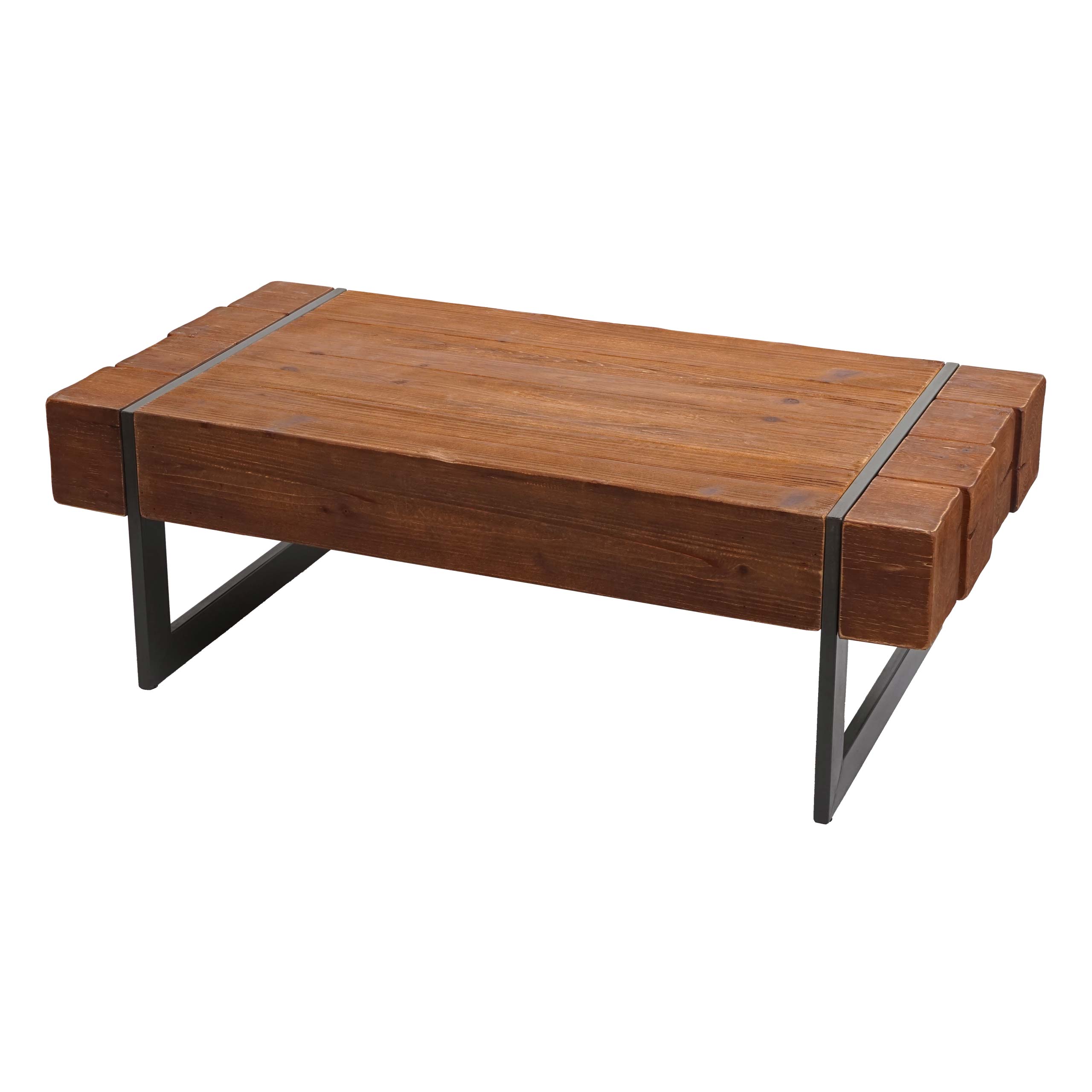 Stolik kawowy HWC-A15a, stolik do salonu, lite drewno jodłowe rustykalny 40x120x60cm ~ brązowy