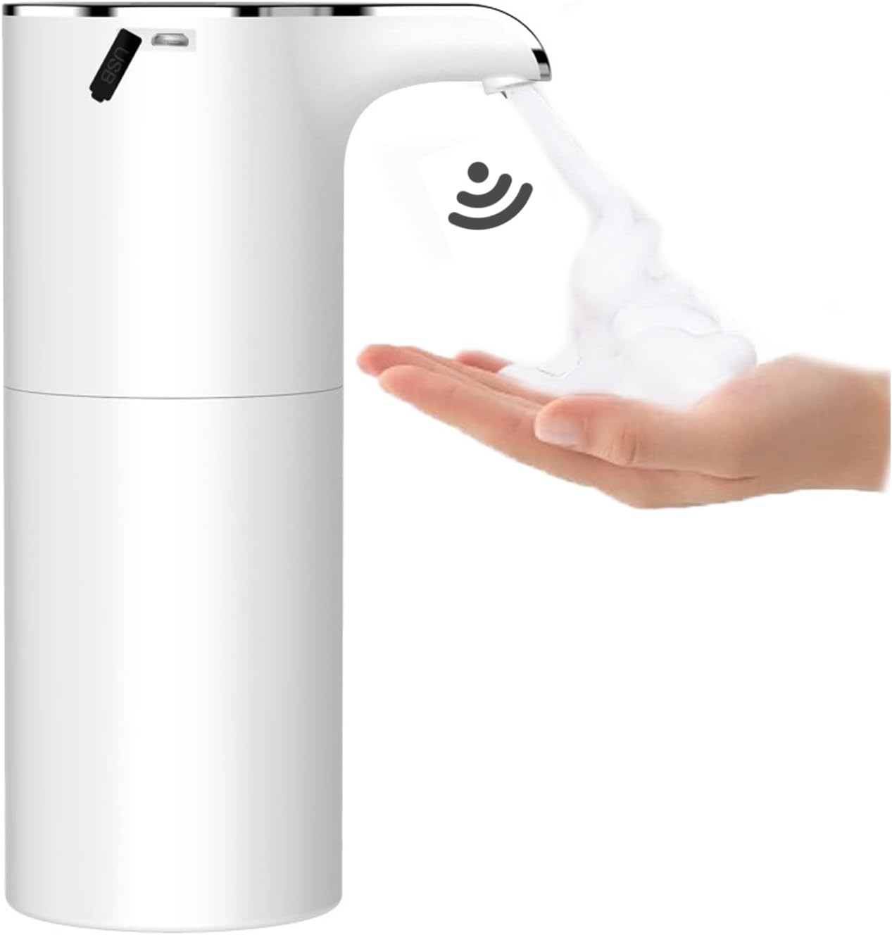Automatyczny dozownik mydła 450 ml, dozownik mydła w pianie z ładowaniem przez USB, automatyczny dozownik mydła indukcyjnego, spray