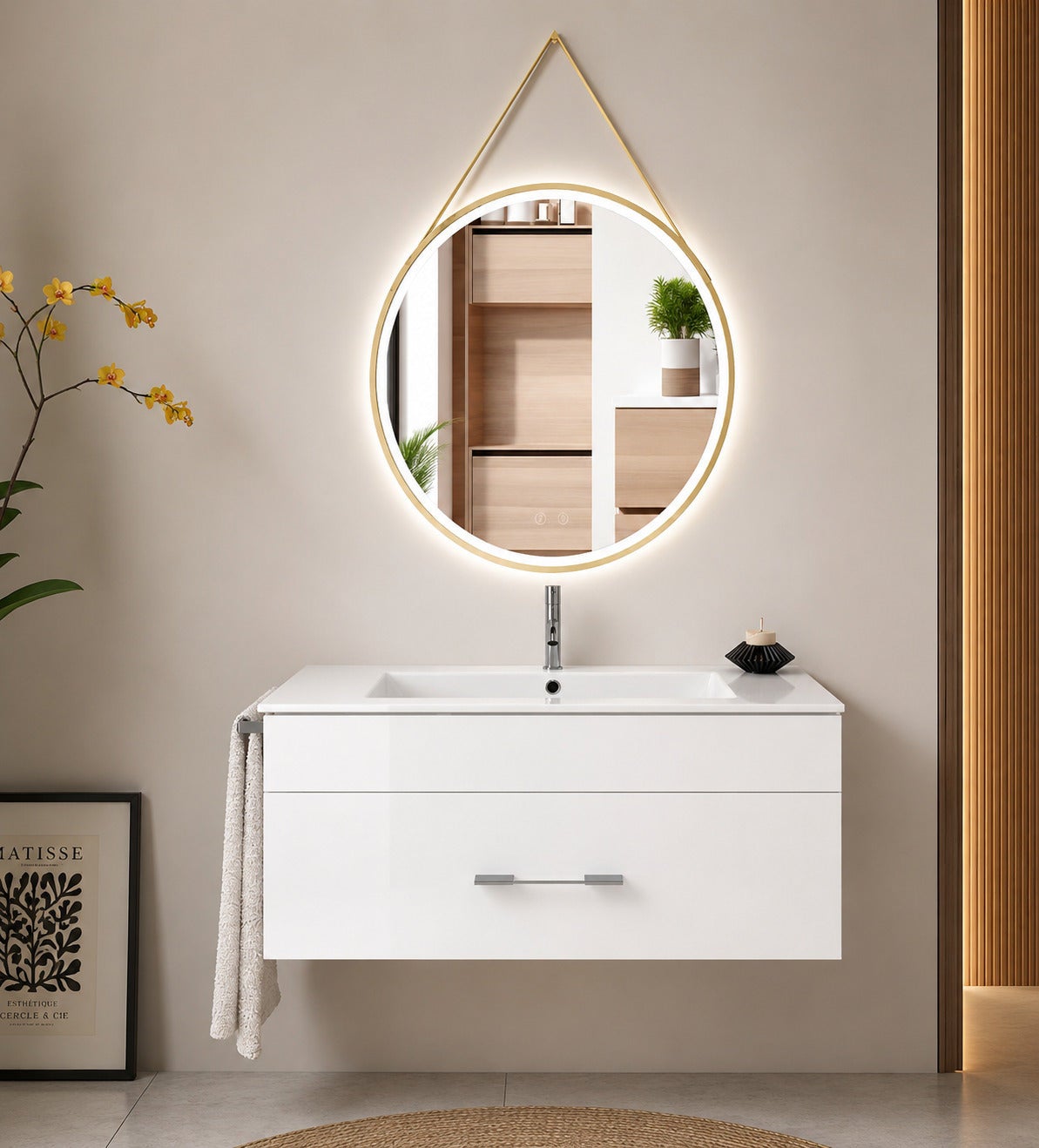 Mobilier de baie cu lavoar ORIGENBATH FLORENCIA fără oglindă 100x45 cm alb