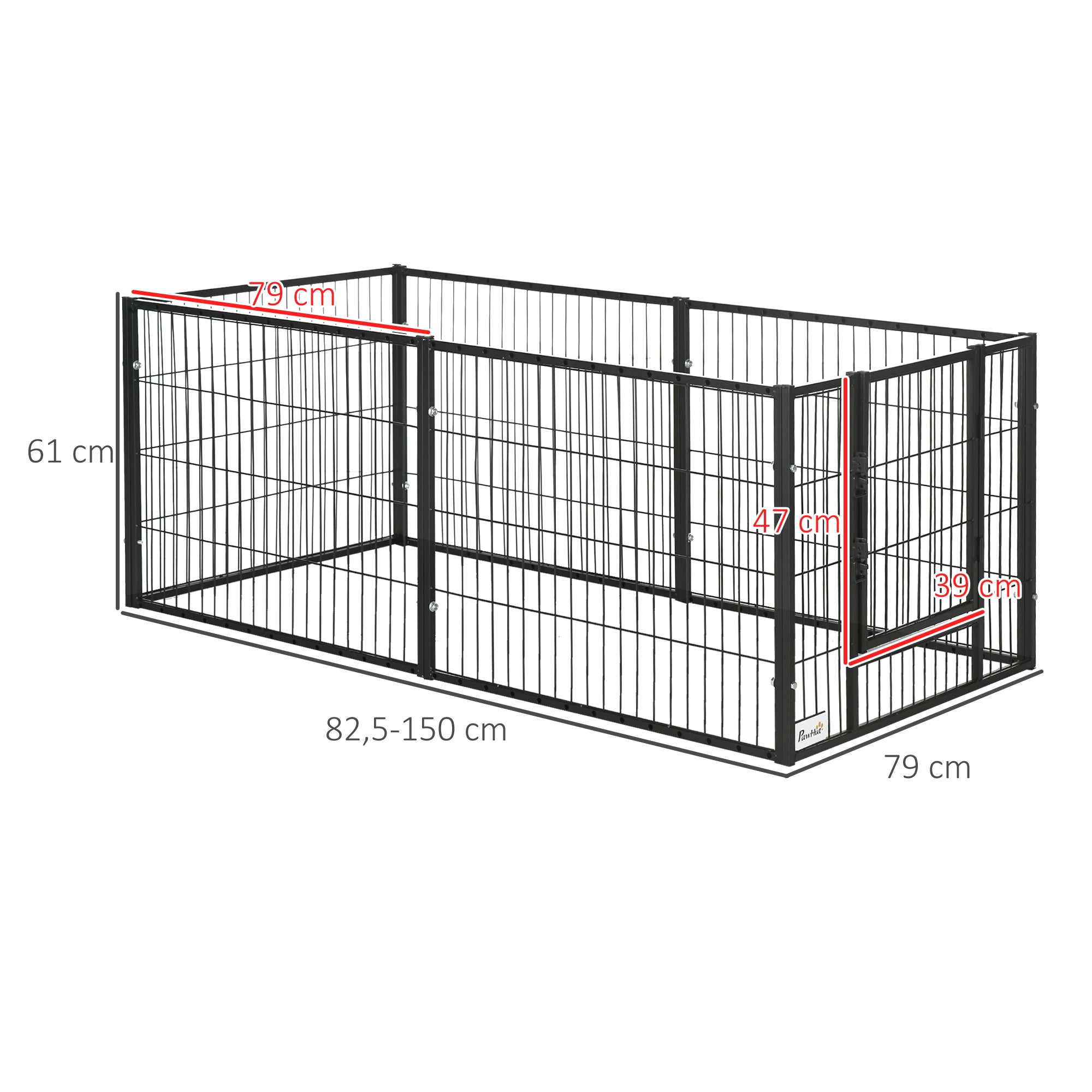 Parque para Mascotas PawHut 150x79x61 cm Negro - 3