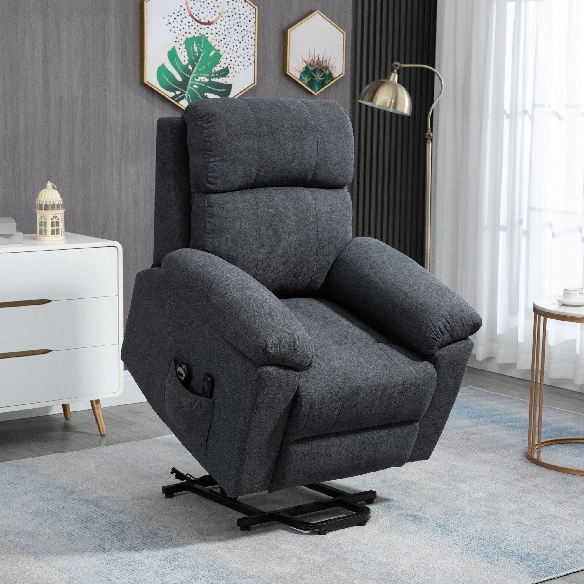 Fauteuil releveur électrique Polyester au toucher lin HOMCOM - 2